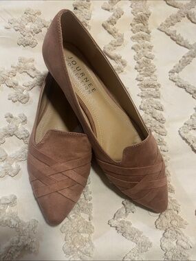 Journee Collection Mauve Pink Pointed-Toe Slip-On Flats